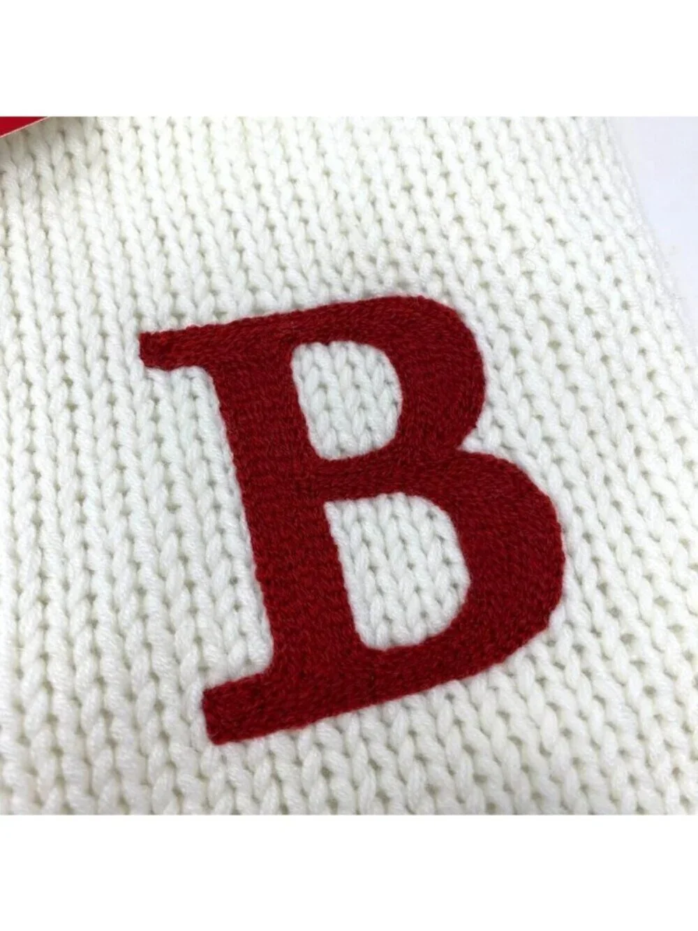 Target Wondershop Knit Monogram Alphabet Christmas Stocking Cream Red B & Paw